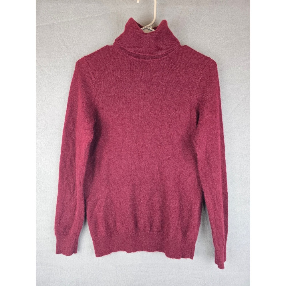 Charter Club Luxury Sweater Women M Burgundy 100% Cashmere Turtleneck Classic